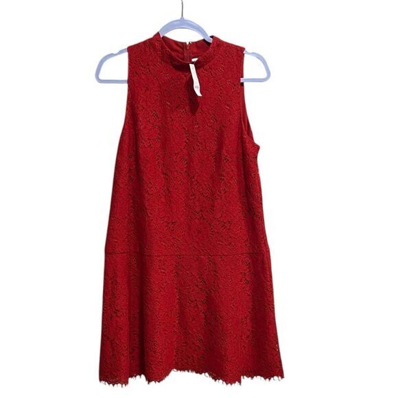Ann Taylor LOFT Red Floral Lace Mock Neck Shift Dress | Size 6 NWT MSRP $98 - Picture 10 of 10